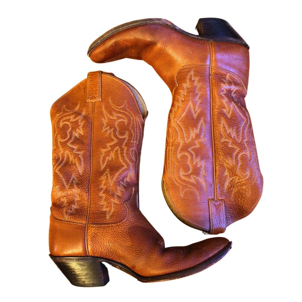 JUSTIN | Men's Buck Western Cowboy Boots 9.5D Unisex Rodeo Cowgirl Boho Made USA